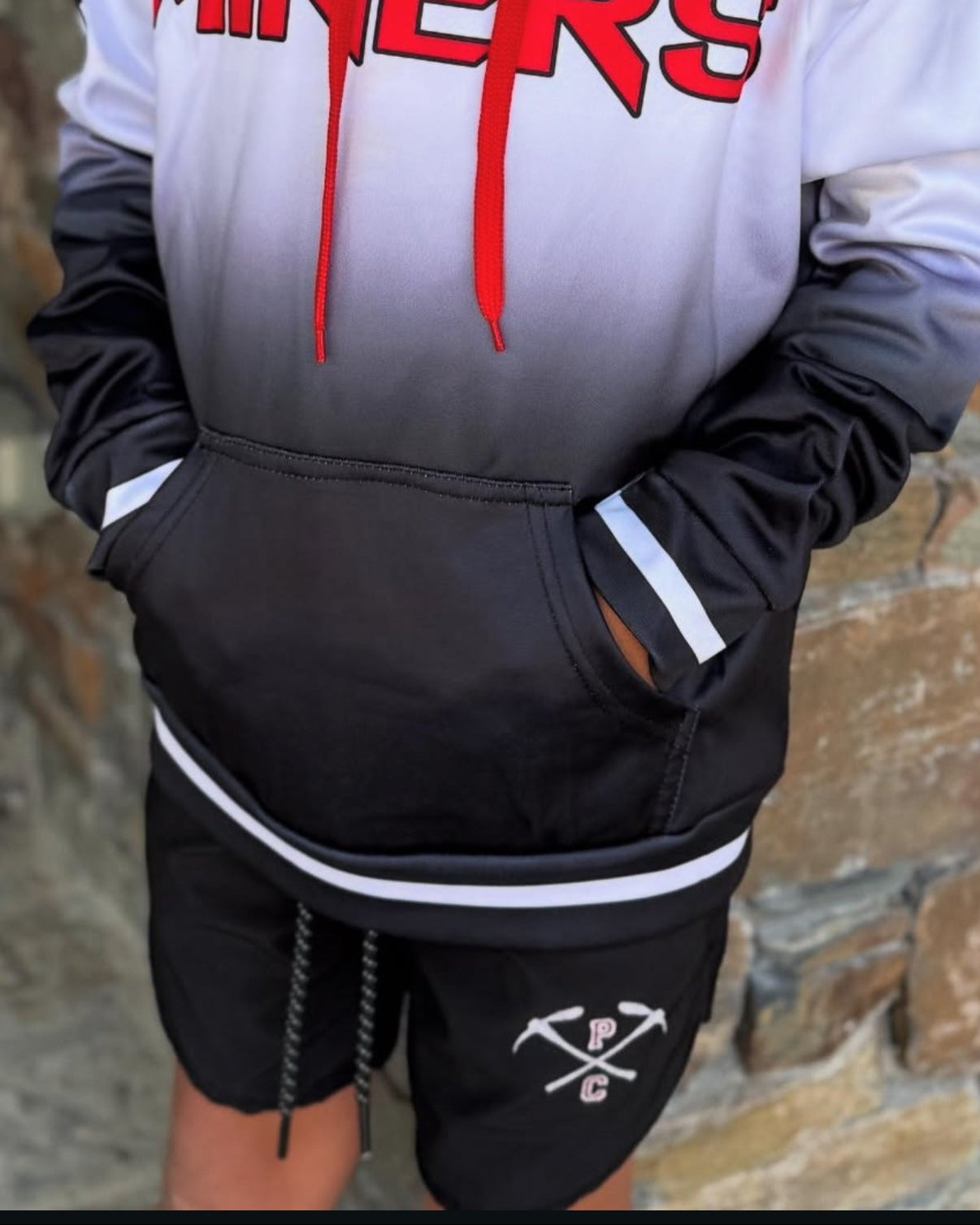 Black and Red Laser-Drilled Shorts, SALE