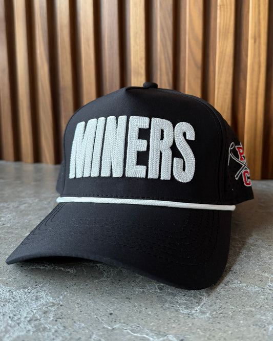 MINERS Chainstitch Black/White Athletic Snapback Hat