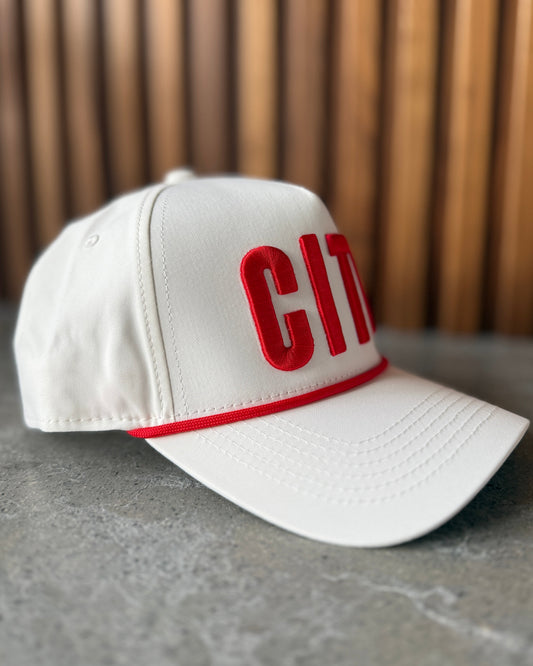 CITY Embroidered White Athletic Snapback Hat