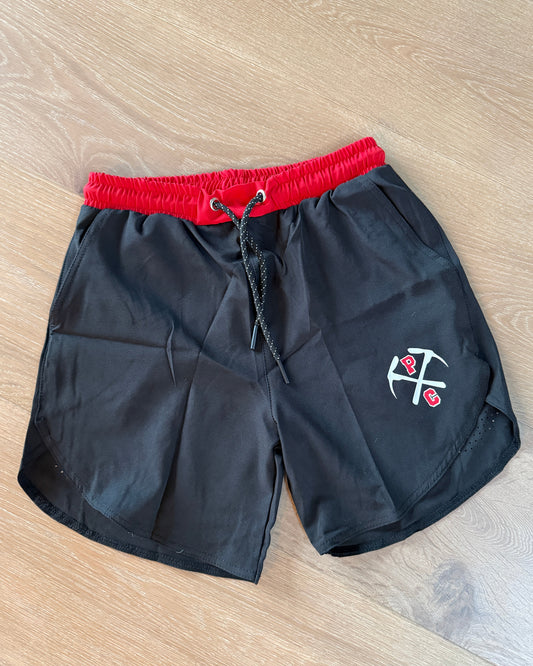 Black and Red Laser-Drilled Shorts