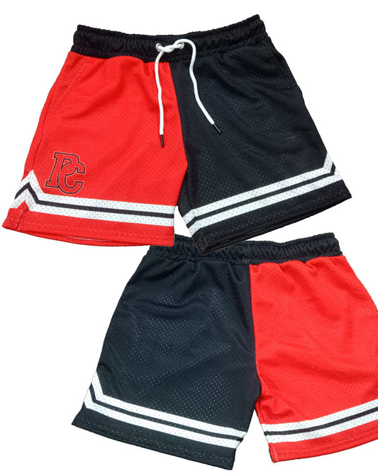 Park City Mesh Shorts, Black and Red Colorblock